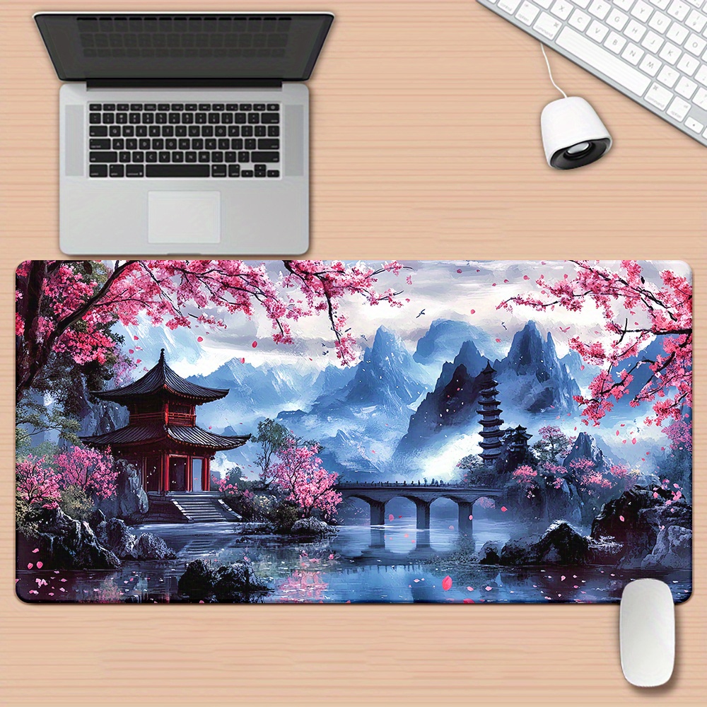 Tech Accessories For Desk - Alas Mouse Lukisan Tinta Bunga Sakura