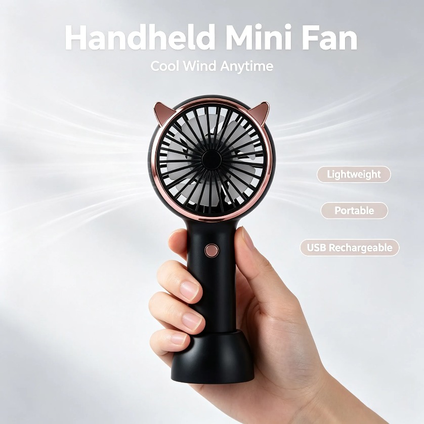 Usb Fan Silent - Kipas Telinga Kucing Mini Genggam Lampu