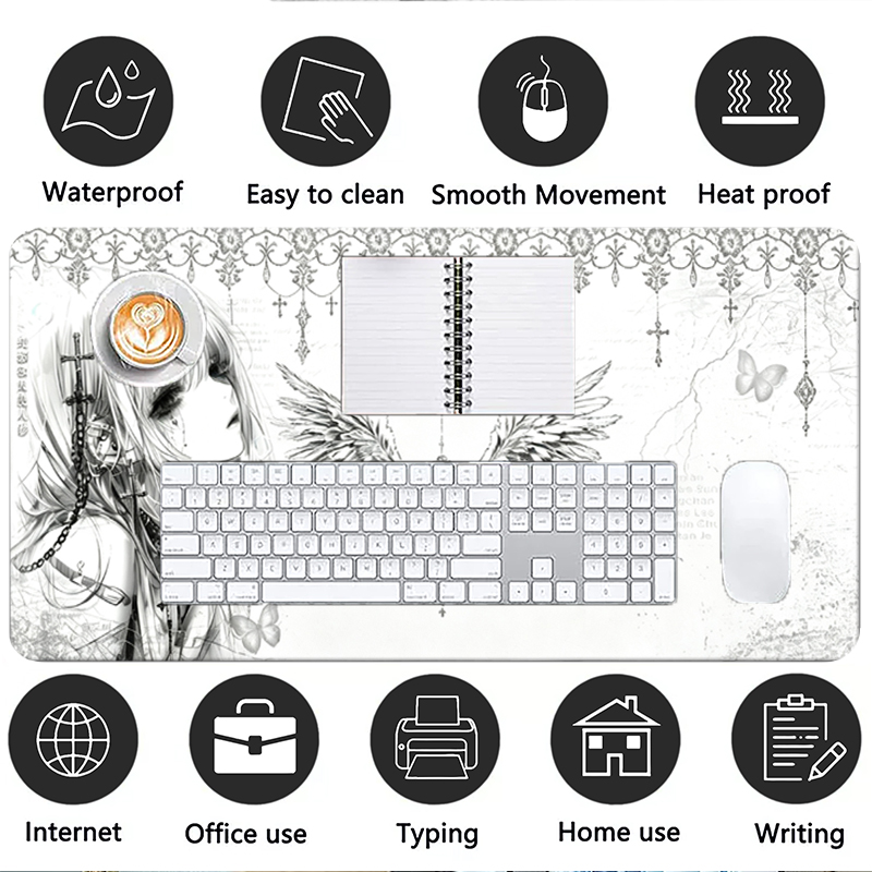 Alas Mouse Kulit Hitam Putih E - Tech Accessories For Desk ulasan dan harga