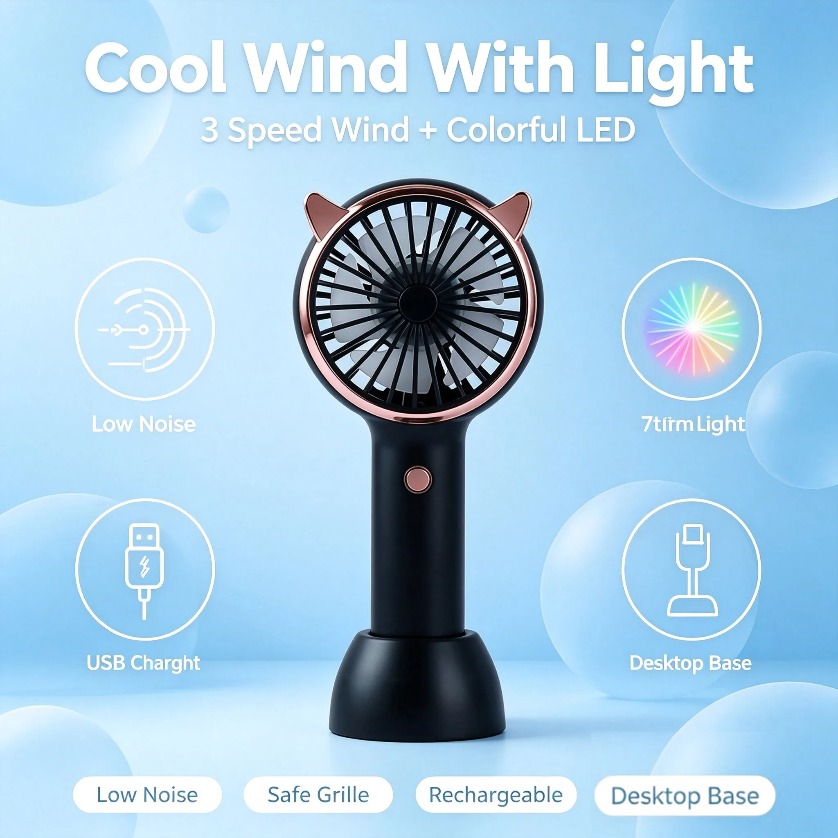 Kipas Telinga Kucing Mini Geng - Usb Fan Silent ulasan dan harga